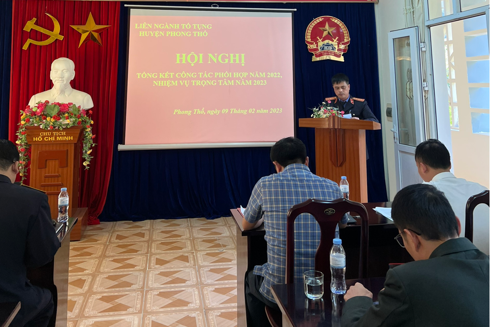 Liên ngành tố tụng huyện Phong Thổ tổ chức Hội nghị tổng kết công tác phối năm 2022 và triển khai nhiệm vụ trọng tâm năm 2023