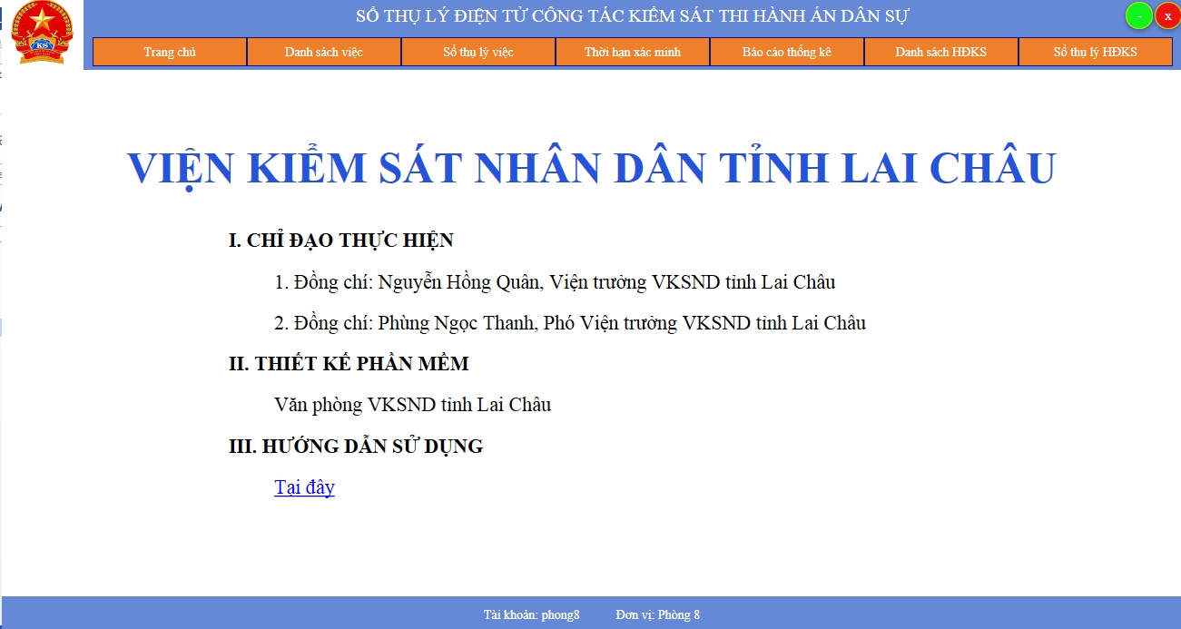 Phần mềm sổ thụ lý điện tử công tác kiểm sát Thi hành án dân sự